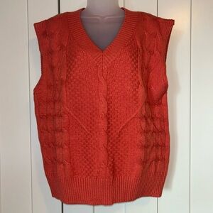 Beautiful soft knit sweater vest orange brick color XL